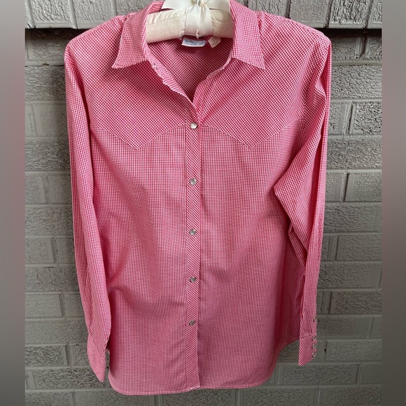 Vintage 70s Levi Strauss & Co Red/White Checkered Cowboy Style Button Down - Picture 1 of 6